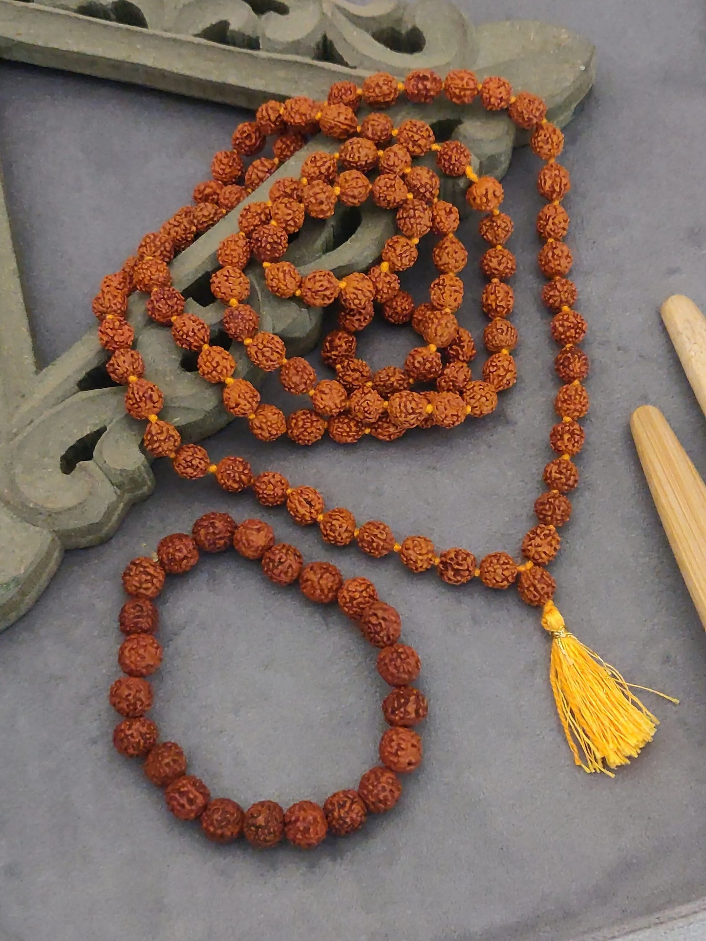 108 beed orange rudraksh jap mala+bracelet