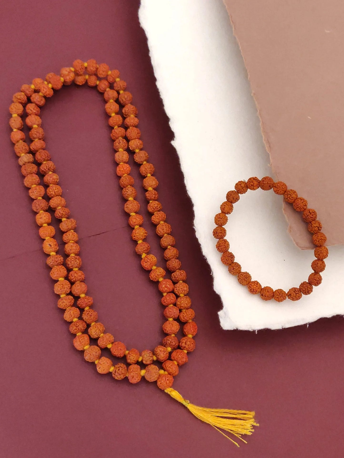 108 beed orange rudraksh jap mala+bracelet