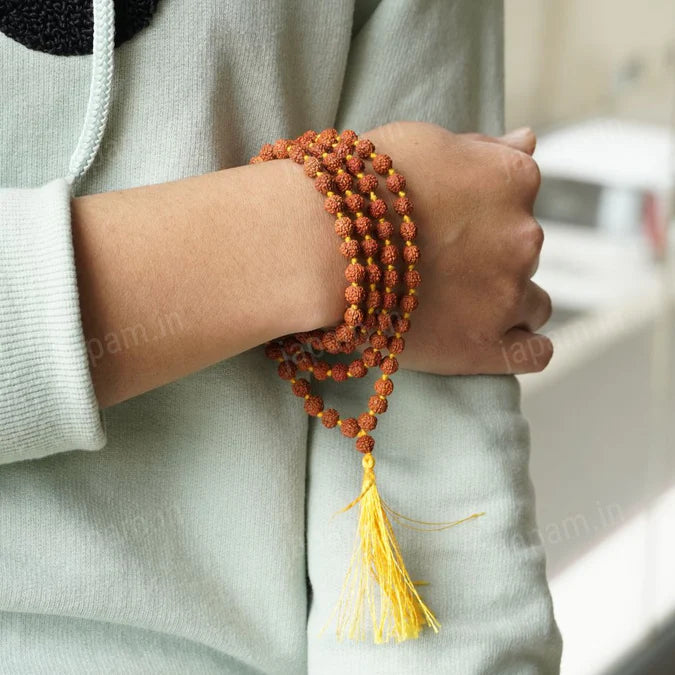 Brown Nanhe Rudraksha 108+1 Beads Mala for Kids