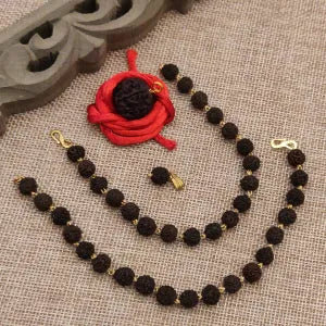 2 black geru color regular rudraksh bracelet + 2 pendents