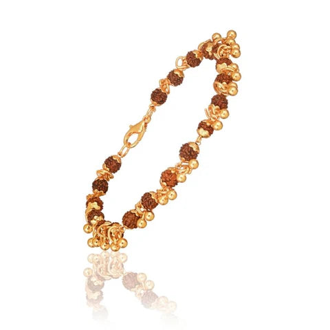 Gold Plated Elemental Rudraksha Bracelet For Women