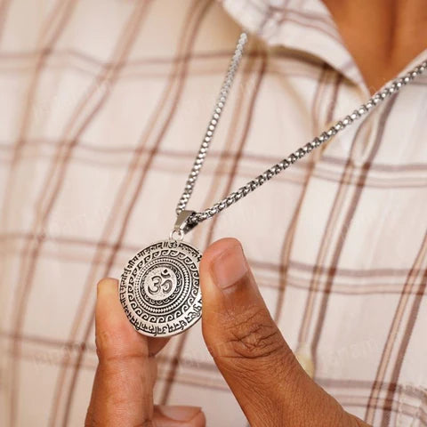 Silver Plated Maha Mrityunjaya Mantra Necklace