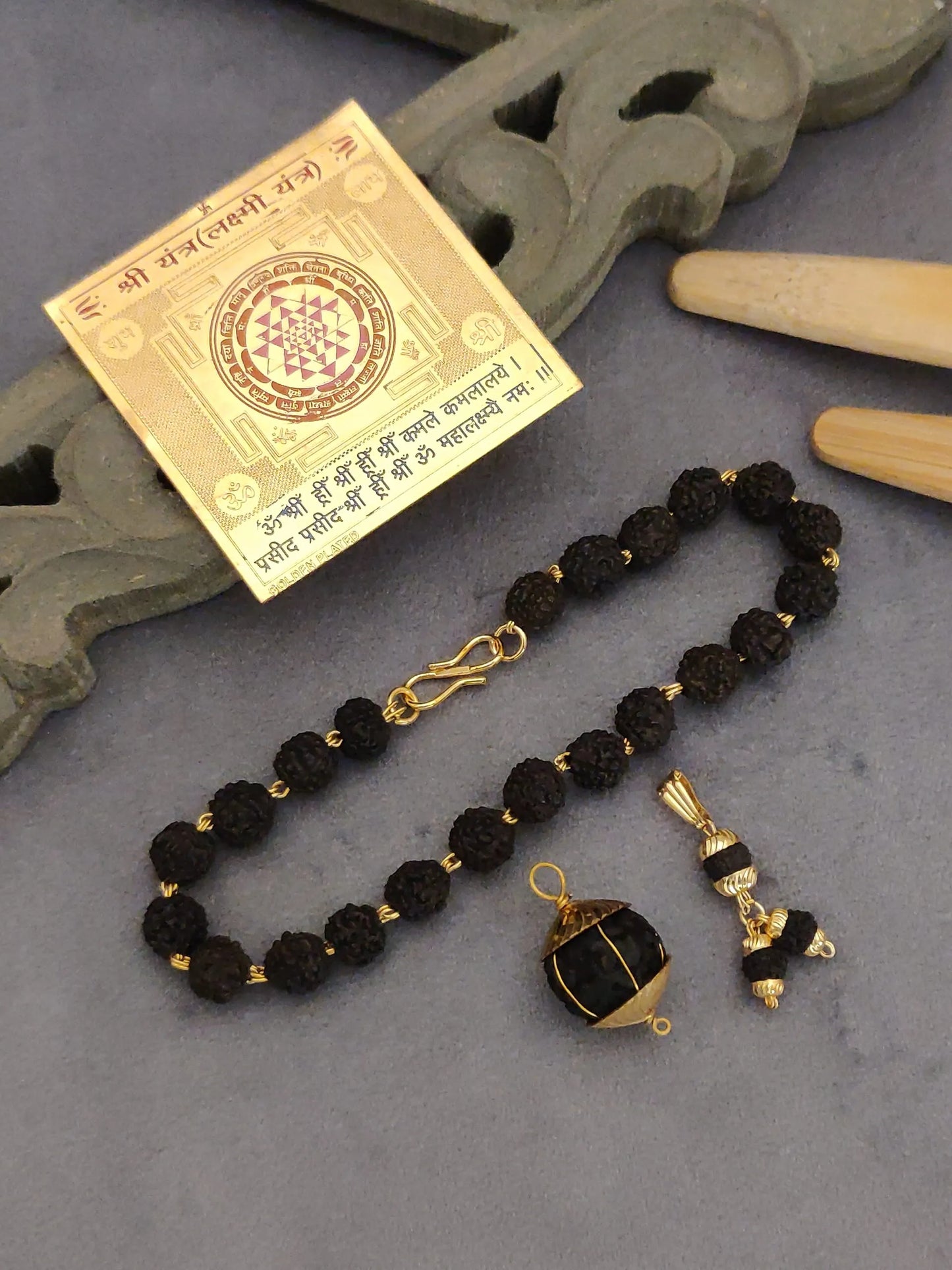 Laxmi Yantra + rudraksh bracelet + 2 pendents