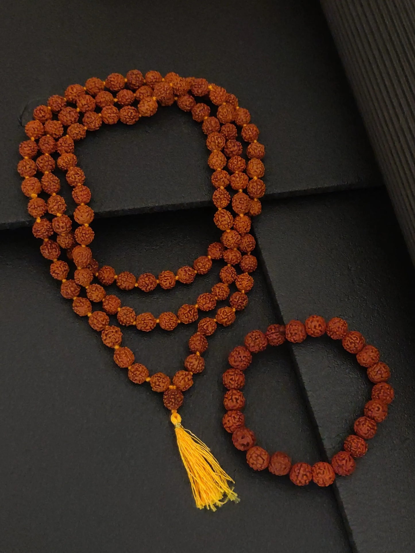 108 beed orange rudraksh jap mala+bracelet
