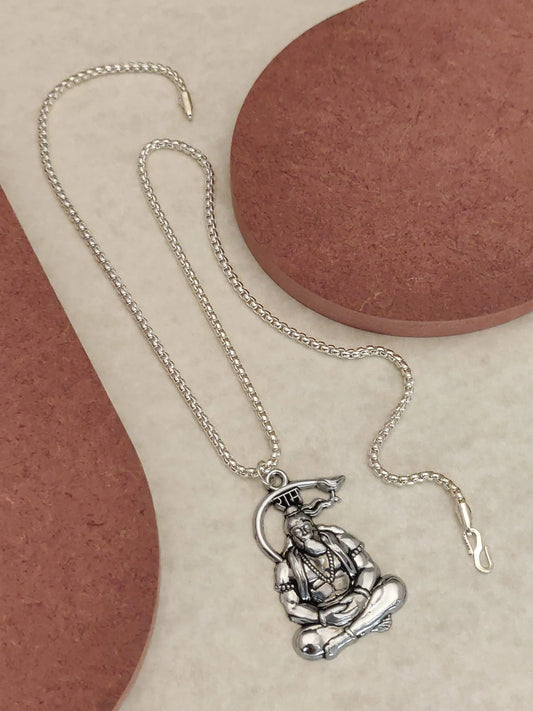 Silver Plated shree hanuman pendent with chain