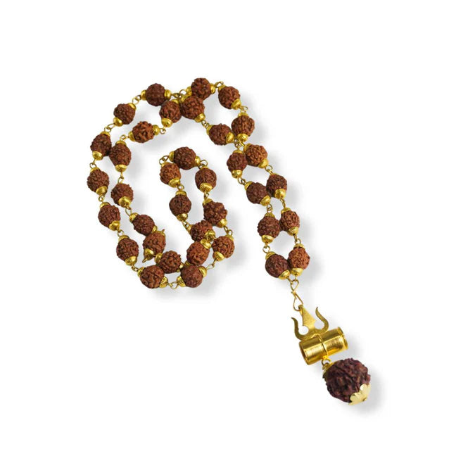 Gold Plated Rudraksha Trishool Lockets