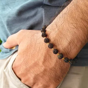 2 black geru color regular rudraksh bracelet + 2 pendents