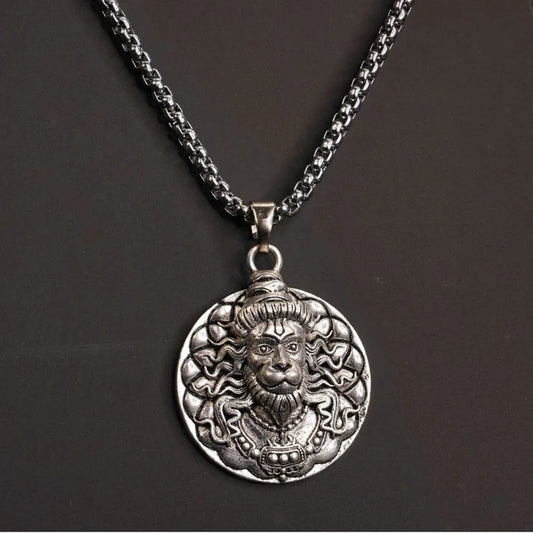 Silver Plated 3D Bajrangbali Hanuman Ji Necklace