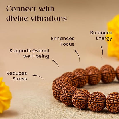 Aaradhya 5 Mukhi Rudraksha Bracelet | Natural Beads for Focus & Growth | Unisex Spiritual Bracelet
