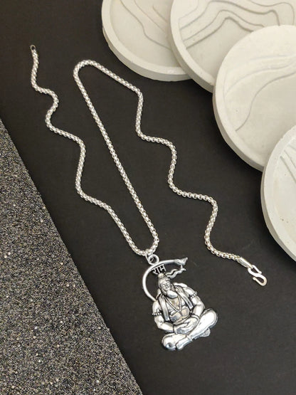 Silver Plated shree hanuman pendent with chain